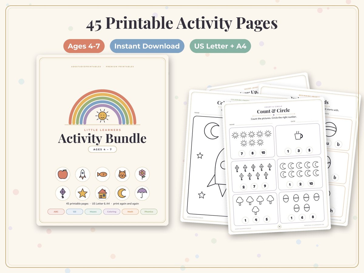 Kids activity bundle, ages 4 to 7 cover