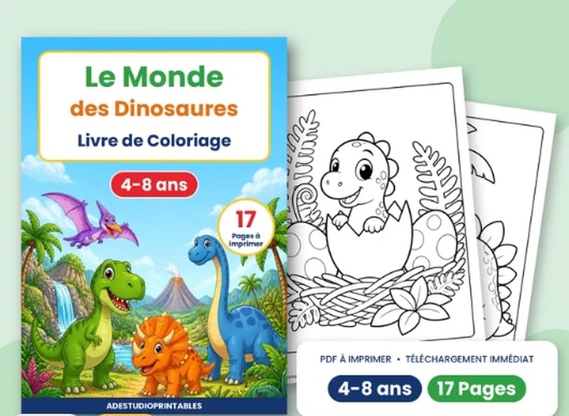 Le monde des dinosaures, livre de coloriage 4 à 8 ans